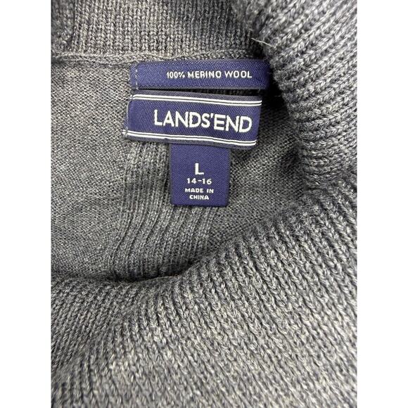 Lands' End women's Large Grey cowl neck merino wool pullover sweater dress - Picture 4 of 5